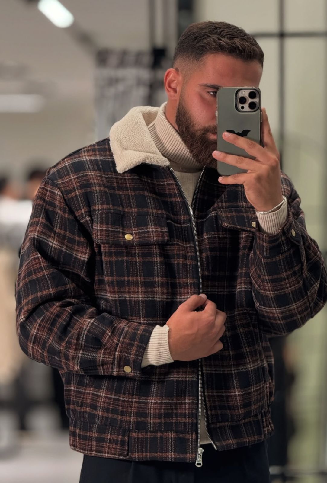 Modern Zip-Up Wool Bomber