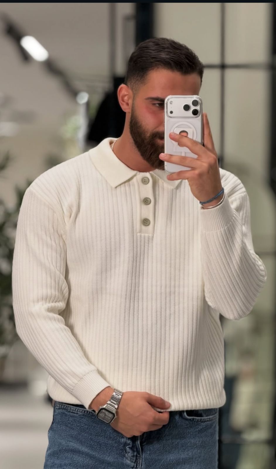 Men’s Classic Knit Polo Sweater 1